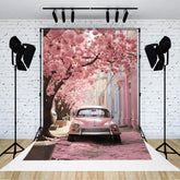 Aperturee - Aperturee Pink Vibe Floral City Road Lovely Spring Backdrop